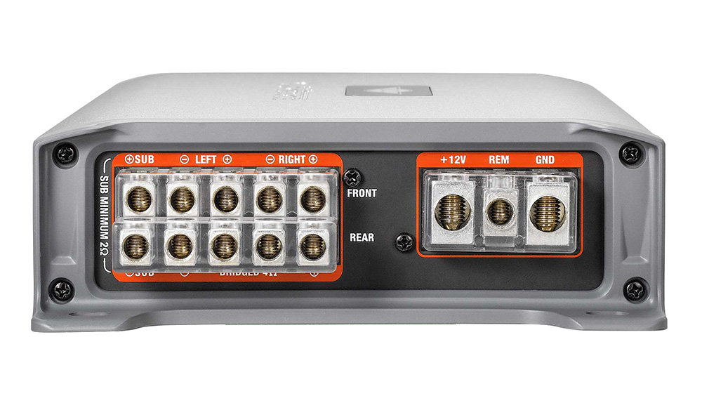 This image shows QR80.5 Front Side which has Speaker Output, Fuses and Power Input.